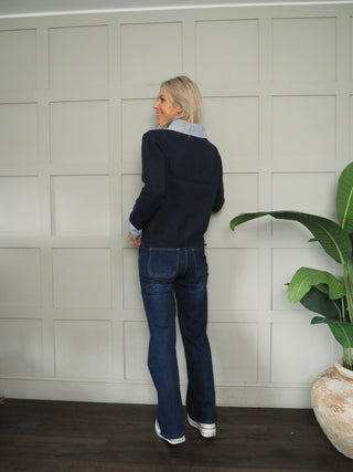 Burghley Shirt Cardigan - Navy Blue