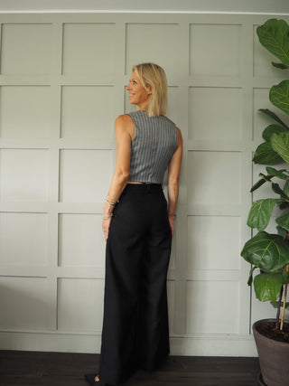 Beaute Chevron Classic Cut Waistcoat with Faux Pockets &amp; Front Fastening - Camel, Grey