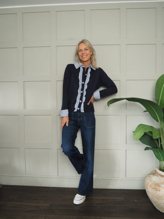 Burghley Shirt Cardigan - Navy Blue