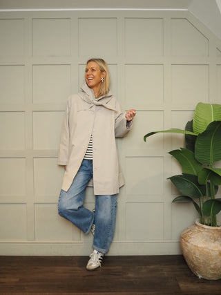 Elizabeth Jacket with Scarf Detail - Grey, Khaki
