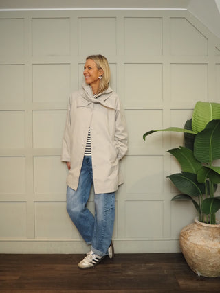 Elizabeth Jacket with Scarf Detail - Grey, Khaki