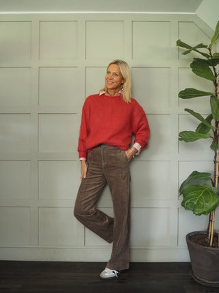 Clarisse Straight Leg Corduroy Trousers by Part Two - Ecru, Walnut