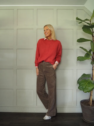 Clarisse Straight Leg Corduroy Trousers by Part Two - Ecru, Walnut