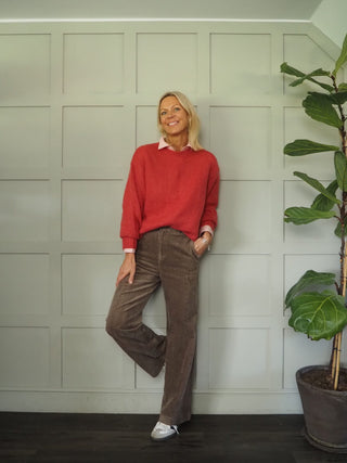 Clarisse Straight Leg Corduroy Trousers by Part Two - Ecru, Walnut