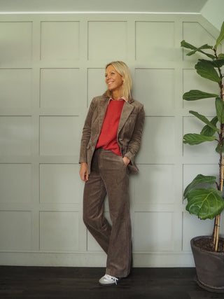 Chrisanne Single-Breasted, Corduroy, Lined Blazer by Part Two - Coral, Ecru, Walnut