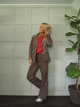 Chrisanne Single-Breasted, Corduroy, Lined Blazer by Part Two - Coral, Ecru, Walnut