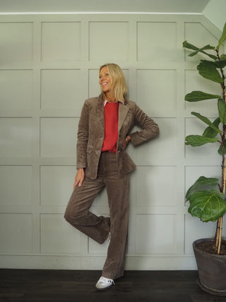 Chrisanne Single-Breasted, Corduroy, Lined Blazer by Part Two - Coral, Ecru, Walnut