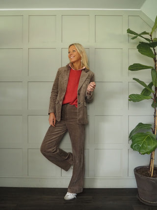 Chrisanne Single-Breasted, Corduroy, Lined Blazer by Part Two - Coral, Ecru, Walnut