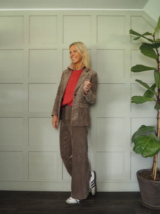 Chrisanne Single-Breasted, Corduroy, Lined Blazer by Part Two - Coral, Ecru, Walnut