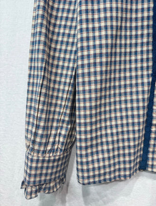 Erica Checked Blouse with Peter Pan Collar  - Blue