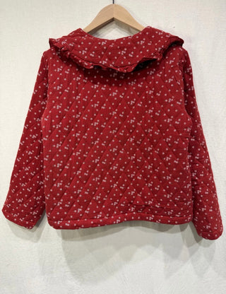 Witham Quilted Jacket with Floral Print and Peter Pan Collar - Autumn Red