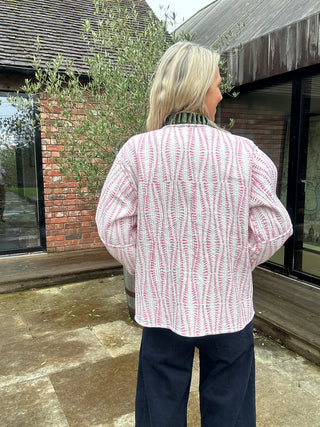 Ava Reversible Jacket - Red with Pink Reverse, Green Velvet