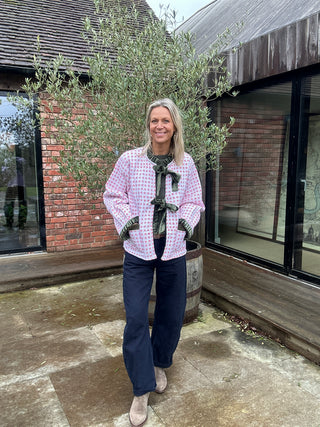 Skye Reversible Jacket - Yellow/Green Floral with Pink Star Reverse, Green Velvet
