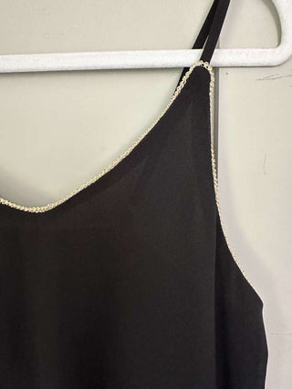 Mercy Spaghetti Strap Camisole with Gold Trim - Black