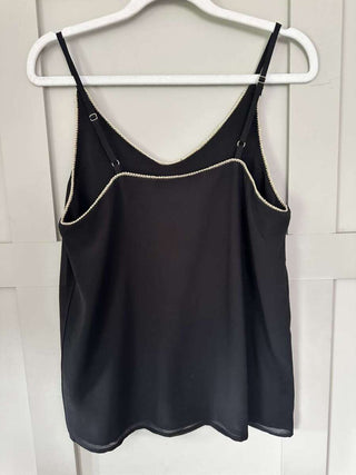 Mercy Spaghetti Strap Camisole with Gold Trim - Black