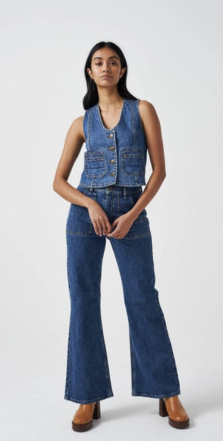 Bea Organic Cotton Slim Fit Waistcoat with Front Pocket Detail, by Seventy Mochi - Voyager Vintage