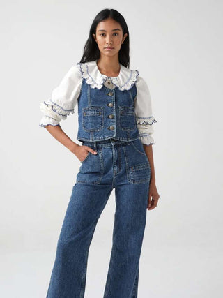 Bea Organic Cotton Slim Fit Waistcoat with Front Pocket Detail, by Seventy Mochi - Voyager Vintage