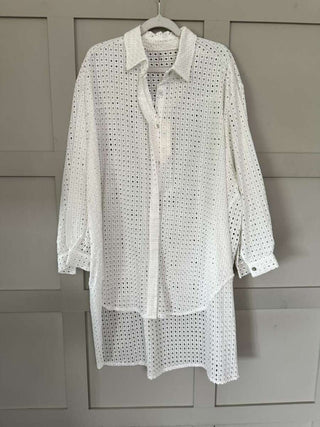 Cut Out Long Line Shirt - Off White