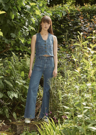 Bea Organic Cotton Slim Fit Waistcoat with Front Pocket Detail, by Seventy Mochi - Voyager Vintage