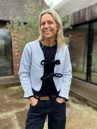 Emma Reversible Jacket - Blue with Orange Stripe Reverse, Navy Velvet