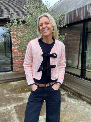 Emma Reversible Jacket - Blue with Orange Stripe Reverse, Navy Velvet