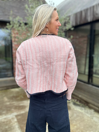 Emma Reversible Jacket - Blue with Orange Stripe Reverse, Navy Velvet