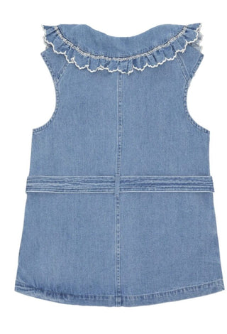 Phoebe Super Soft Denim Waistcoat with Oversized Frill Collar &amp; Side Pockets by Seventy Mochi - Summer Vintage