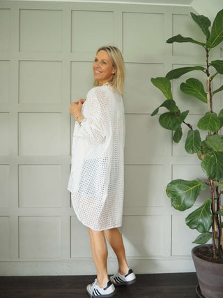 Cut Out Long Line Shirt - Off White