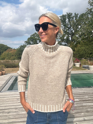 Una Turtle Neck with Contrasting Blanket Stitch Jumper, Best Seller - 20 Colours