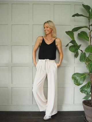 Mercy Spaghetti Strap Camisole with Gold Trim - Black