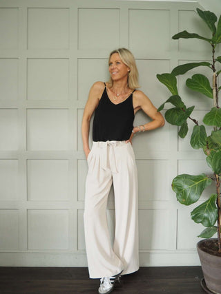 Mercy Spaghetti Strap Camisole with Gold Trim - Black