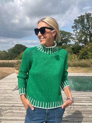 Una Turtle Neck with Contrasting Blanket Stitch Jumper, Best Seller - 20 Colours