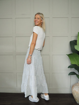 Burnham Stripe Skirt - Blue/Off White