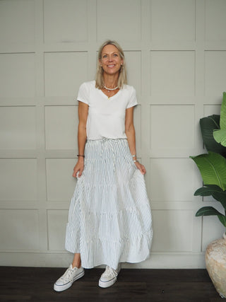 Burnham Stripe Skirt - Blue/Off White