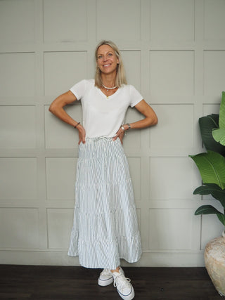 Burnham Stripe Skirt - Blue/Off White
