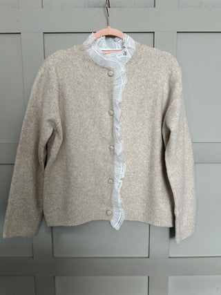 Thornham Cardigan with Ruffle Details - Oatmeal