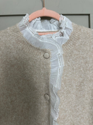 Thornham Cardigan with Ruffle Details - Oatmeal