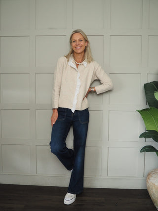Thornham Cardigan with Ruffle Details - Oatmeal
