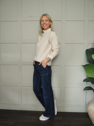 Morston Jumper with Ruffle Details - Oatmeal