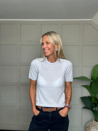 Everlotta Short Sleeve Cashmere Jumper by Part Two - Pale Blue
