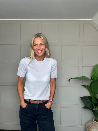 Everlotta Short Sleeve Cashmere Jumper by Part Two - Pale Blue