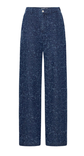 Bykanilla Wide Leg Textured Trousers by B-Young - Denim Blue