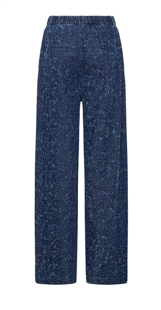 Bykanilla Wide Leg Textured Trousers by B-Young - Denim Blue