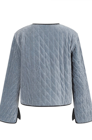 Cambridge Reversible Jacket, Velvet/Floral Print - Pale Blue/Off White