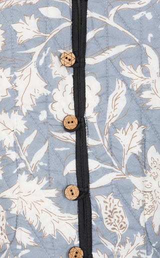 Cambridge Reversible Jacket, Velvet/Floral Print - Pale Blue/Off White