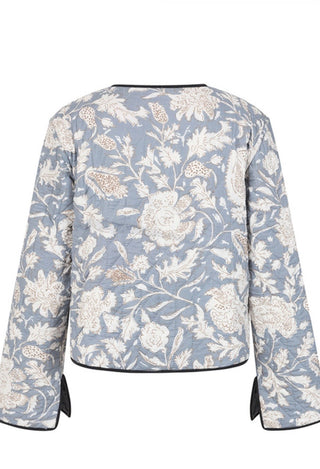 Cambridge Reversible Jacket, Velvet/Floral Print - Pale Blue/Off White