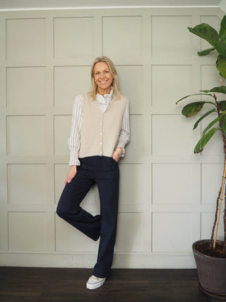 Edith Alpaca Mix Sleeveless Cardigan - Baby Pink, Cornflower Blue, Oatmeal, Orange