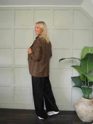 Maxine Classic Tweed Single Breasted Blazer - Black/Chocolate/Caramel