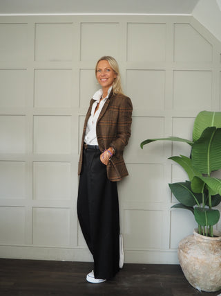 Maxine Classic Tweed Single Breasted Blazer - Black/Chocolate/Caramel