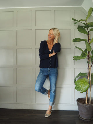 Oreo V-Neck Cardigan with 5 Pearlescent Buttons - 7 Colours